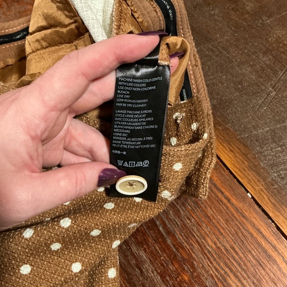 Anthropologie The Essential Slim Polka Dot Pants Brown White Size 6 - Picture 10 of 11